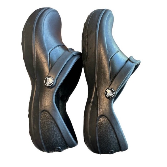 Crocs Mercy Rubber Clogs Women's Sz 8 Black Croslite Non-Slip Workwear - Picture 3 of 7